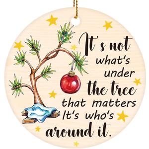 2 x Christmas Tree Ornaments, Funny Christmas Ornaments 2025, Ceramic Christmas Tree Ornaments for Family Friends, Cute Holiday Hanging Decor, Sentimental Xmas Gift Keepsake