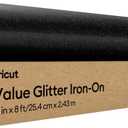 Cricut Value Glitter Iron On, Black (10in x 8ft roll) - HTV Heat Transfer Vinyl