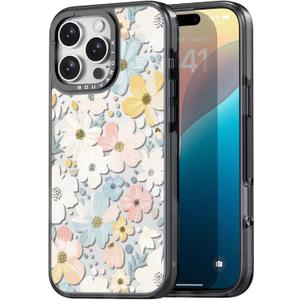 Bouvardia for iPhone 16 Pro Max Case, Cute Design for Women & Girls, Protective & Aesthetic, Floral Theme - Flowers Blossoming (Gray Bumper)