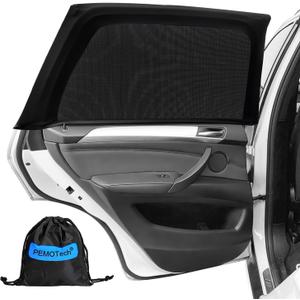 PEMOTech Car Window Shades(2 Pack)-Certified Car Side Window Sun Shades, UV Protection Breathable Spandex Baby Window Covers, Universal Fit Most (99%) of Cars, Protect Privacy for Family (27.2"x39.8") (Black)