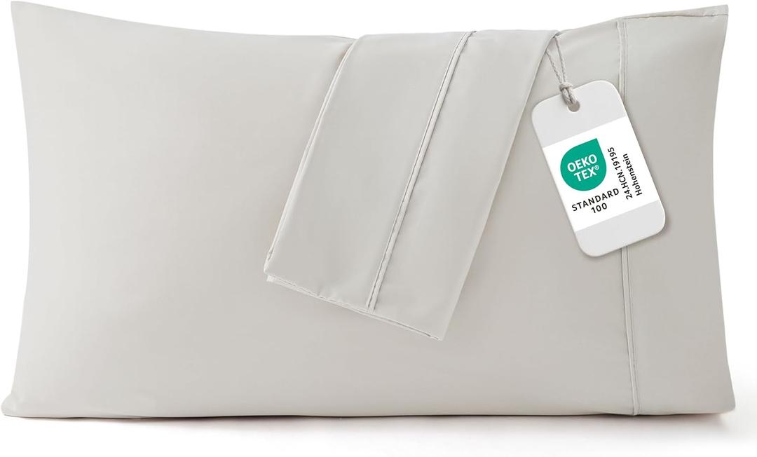 Bedsure King Size Pillow Cases Set of 2 - Brushed Microfiber Pillowcases 2 Pack, Super Soft Pillow Case Cover with Envelope Closure, Wrinkle, Fade and Stain Resistant, Linen, 20x36 Inches