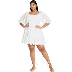 City Chic Plus Size Dress, Destiny Mini Dress (White, XL)