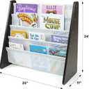 Humble Crew Kids Bookshelf, 4-Tier Front-Facing Book Display Organizer, Montessori Toddler Bookcase for Playroom, Bedroom & Reading Corner, Espresso Wood/White, 25"W x 11"D x 24"H