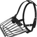 German Shepherd Dog Muzzle Metal Basket for Medium Large Dogs Adjustable Durable Leather Straps Secure Wire Mask for Biting Chewing Barking (M - Size)