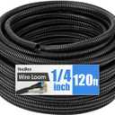 120 FT Wire Loom 1/4 Inch, Split Wire Loom Tubing Conduit, Wire Protector Tubing, Black