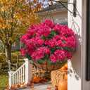 Artificial Geranium Fake Flowers for Outdoors Decoration, 6 Bundles Silk Geraniums Flower UV Resistant Look Real Faux Plants for Outside Planter Front Door Garden Patio Balcony Yard Home, Hot Pink