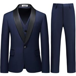 Boy Suits 3 Piece Slim Fit Formal Suit Set with Tuxedo Jacket Vest Pants for Kids Wedding Ring Bearer Party (4-5T, Navy)