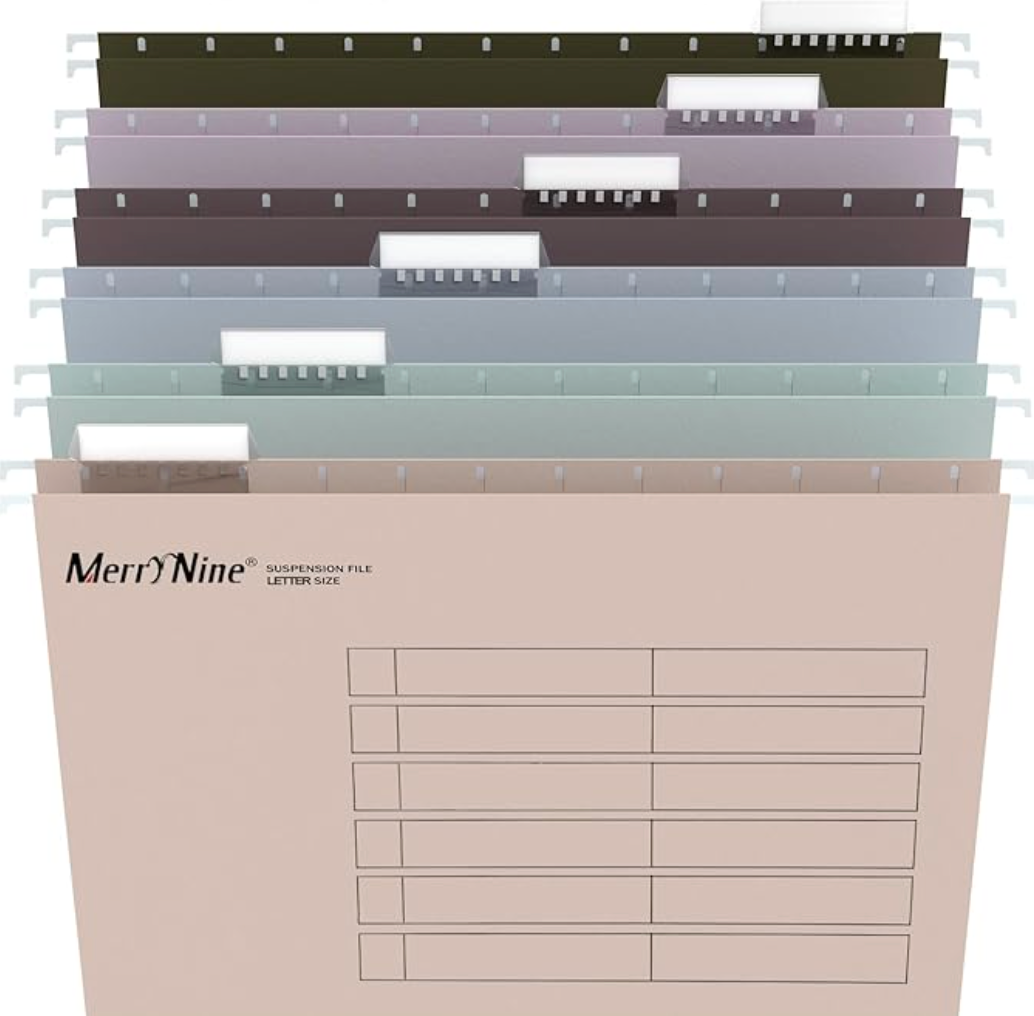 MerryNine 18 Pcs Letter Size Suspension Folder Hanging File Folders with Tabs Colorful Documents Organizer Office School Desktop File Storage