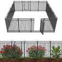 Decorative Garden Fence Metal Dog Fence Outdoor, 40in (H) x 36ft (L), 14 Panels + 2 Gates, Heavy Duty Garden Fencing Animal Barrier for Patio & Flower Bed, Black-Silver