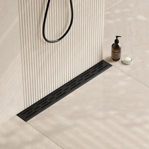 Neodrain 32 in Matte Black Linear Shower Drain, Rectangular Linear Shower Drain with Brick Pattern Grate, Brushed 304 Stainless Steel Bathroom Floor Drain
