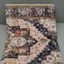 Washable 5x7 Area Rugs, Rugs for Living Room, Low-Pile Water&Stain Resistant Carpet Vintage Distressed Printed Non-Slip Carpet for Bedroom Bathroom Kitchen-Light Yellow/Choco/Brown/Navy Blue