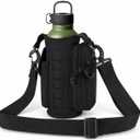 Magnetic Gym Bag Water Bottle Holder with 6 Strong Magnets, Phone Pouch & Adjustable Strap, Fits 2440oz Bottles, Magnetic Bottle Carrier for Gym, Fitness, Hiking, Travel, Black