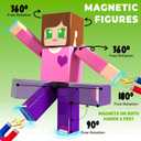 Magneverse 20 Pcs Magnetic Action Figures Playset - Magnetic Building Blocks, Magnet Cubes and Rotatable Figures Character Toys for Kids, Birthday Gift for 6+ Year Old Boys Girls (Patent Pending)