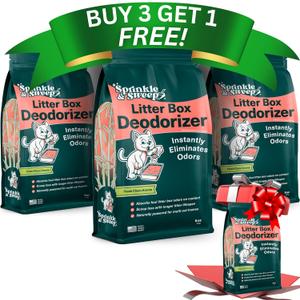 Sprinkle & Sweep Litter Box Deodorizer - Cat Litter Deodorizer Non Toxic and Safe for Kittens - Instantly Eliminates Foul Smells and Urine Odors (Pack of 4)