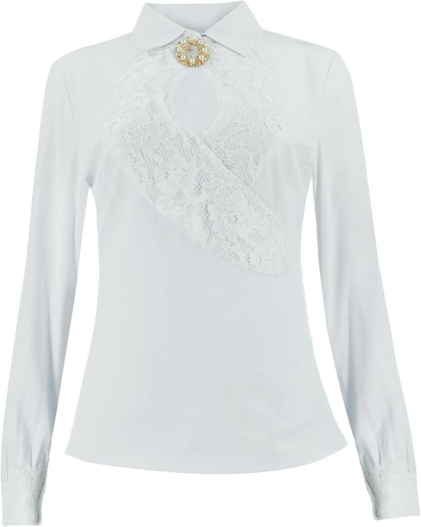 Ellen Costume Christmas Vacation Ellen Shirt Skirt Brooch Set Vintage Dress for Women (Large)