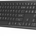 TECKNET Bluetooth Keyboard Rechargeable, 4-Device (2.4G+BT) Wireless Keyboard, Full Size Computer Keyboard with Stand, Ultra-Slim Quiet Typing, for PC/Laptop/Smart TV/Phone/Tablet, 12 Hotkeys (All Black)