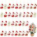 Huquary 8 Sets 3 Inches Christmas Stuffed Animal Bulk Mini Plush Bear Small Bear Doll Key Chain with Tag Rope Organza Bag for Xmas Tree Decorations Stocking Stuffing Gifts(White, Light Brown)