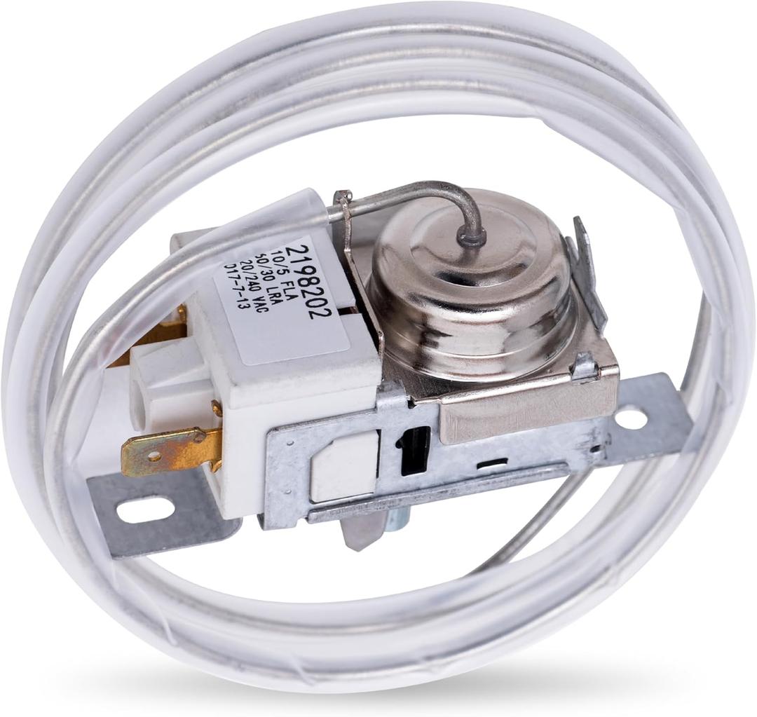 UPGRADED 2198202 Refrigerator Cold Control Thermostat Replacement - Compatible with Whirlpool & Kenmore Refrigerators - Replaces 2161284 2198201 PS11739232 AP6006166 WP2198202 161284 1110552