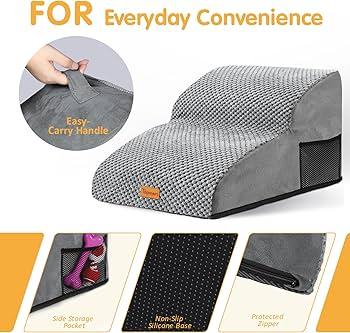 Topmart High Density Extended Foam Dog Ramp&Steps 2 Tiers,11.8" High,NonSlip Dog Stairs,Soft Foam Pet Ladder with Removable Cover,Best for Injured,Older Cats,Pets with Joint Pain