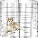 New World Folding Metal Dog Exercise Pen, Indoor/Outdoor Playpen with No Door, Provides 16 Sq Feet of Play Space, 48-Inches Tall, Black E-Coated