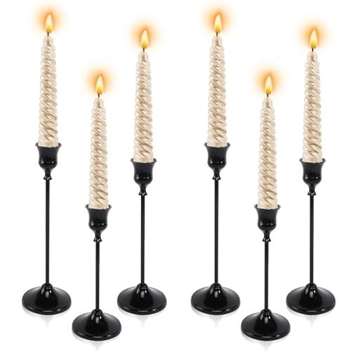 6pcs Black Candle Holder, Black Candlestick Holders Taper Candle Holders for Pillar Candles Sticks Holder Decor Halloween Christmas Decorations Candle Stick Holder Candelabros para Centros de Mesa