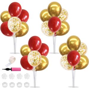 TONIFUL Red and Gold Balloon Stand Kit with Balloons for 2026 Graduation,Christmas,Wedding,Anniversary,Chinese New Year,Birthday Party Decorations,New Years Party Supplies 2026 (4 Set)