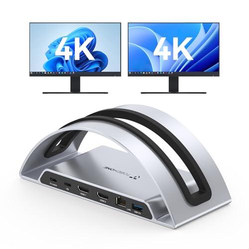 TobenONE Laptop Docking Station Dual Monitor 4K@60Hz with 100W Power Adapter, Vertical Docking Station with HDMI, USB A&C 3.2 Ports, SD/microSD, Audio for Dell/HP/Lenovo/Surface