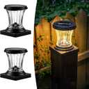 Glass Solar Post Cap Lights Outdoor Waterproof, 3000K LED Solar Fence Post Lights with Modular Design, Auto On/Off for Deck, Patio, Garden, 4x4 Vinyl/Wood Posts, Warm White (Pack of 2)