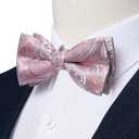 DiBanGu Pre-Tied Bow Ties for Men Silk Adjustable Tuxedo Bowties Pocket Square Cufflinks Set with Lapel Pin Jacquard Woven (Pink)