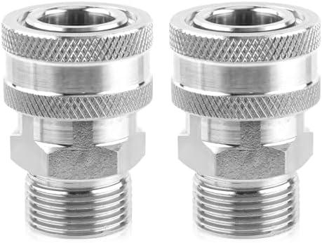 NQEUEPN 2pcs Fast Connect Pressure Washer Fittings, Stainless Steel Pressure Water Gun Connectors 1/4 Fast Connect Plug(External Thread), Set of 3
