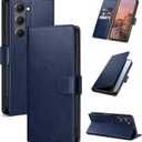 Wallet Case for Samsung Galaxy S23 with RFID-Blocking Credit Card Holder, PU Leather Folio Flip Cover Women Men Protective Phone Case Compatible with Samsung S23, Blue