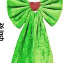 Large Lime Green Christmas Tree Topper Bow 20x26 Inches Faux Furry Plush Oversized Bow for Indoor Outdoor Xmas Decor, Wreath, Mantel, Party Favor