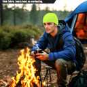 Warm Fleece Beanie Soft Skull Cap Lightweight Watch Caps Winter Hat for Men and Women (Neon Green)