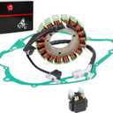 Stator and Relay Gasket Compatible with Yamaha V-Star 1100 XVS11 XVS1100 Classic Custom Silverado 1999-2009 5EL-81410-01-00 5EL-15451-00-00 4DN-81940-12-00