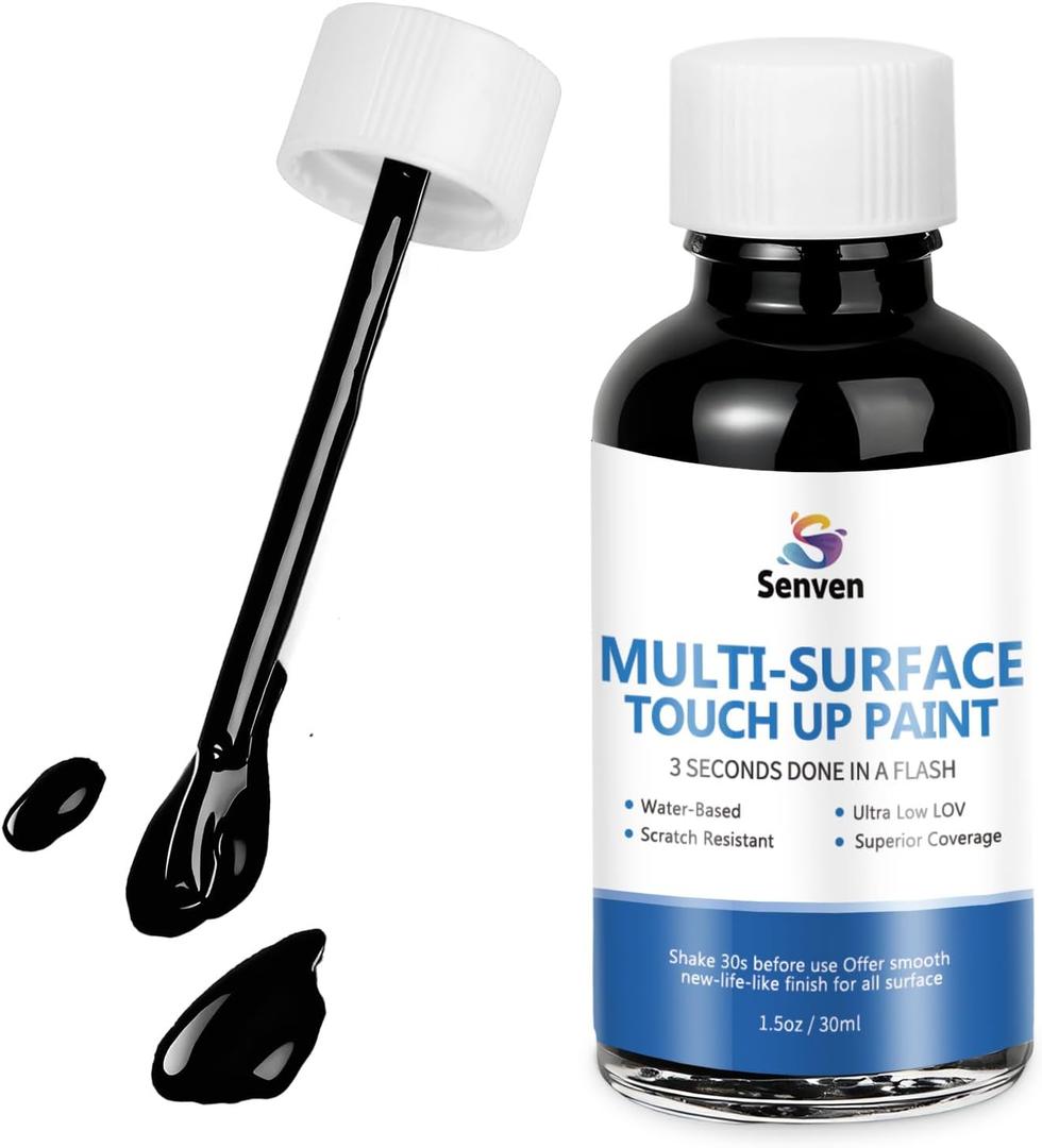 Black Touch Up Paint High-Gloss Black Multi Surface Acrylic Touch Up Paint Pen Scratch Repair for Metal,Wall,Cabinets,Appliances,Wood,Door,Furniture,Enamel 1.5 Fl Oz