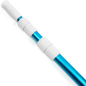 POOLWHALE Premium 15 Foot Telescopic Swimming Pool Pole, Adjustable 3 Piece Extendable Pool Cleaning Pole, Blue Anodized Aluminum - for Skimmer Nets, Vacuum Heads and Brushes