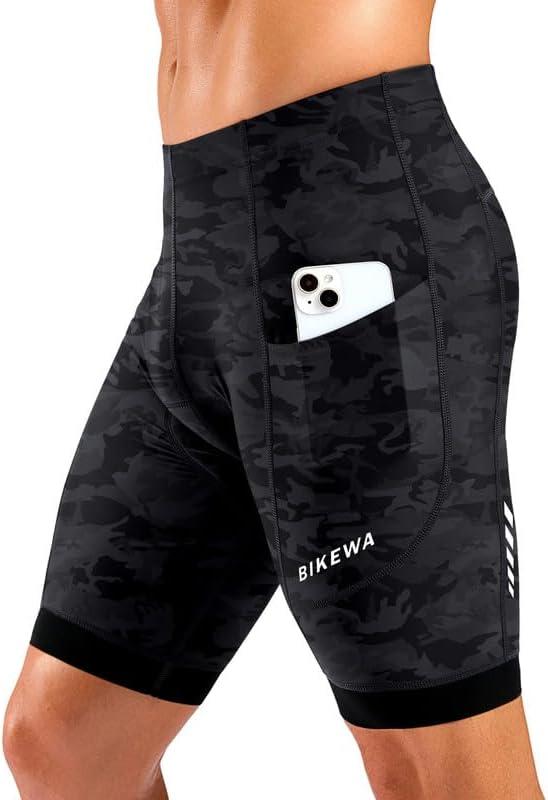 Bikewa Men's Cycling Shorts 7" 4D Padded Bike Shorts for Men Road Biking Bicycle Riding Cycle Biker Phone Pockets, Size 2 XL