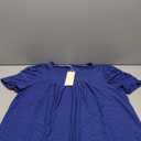 Dokotoo Women's Hollow Pleated Short Sleeves Square Neck Casual Loose Solid Color Knit T Shirts Tops Blouses (X-Large, Bluing)