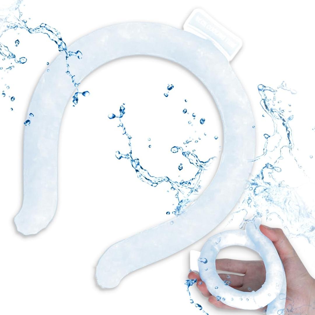 2 x Portable Ice Ring, Neck Cooling Tube, Wearable Cooling Neck Cooler, Reusable Cooling Artifact Suitable for Hot Weather, Indoor and Outdoor Workers, Summer Parades and Celebrations (Transparent)