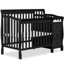 Dream On Me Jayden 4in1 Mini Convertible Baby Crib & Changer with Storage in Black, Pinewood, GreenGuard Gold & JPMA, 1 Mattress Pad, 3 Mattress Heights, Converts to Mini Day & Twin-Size Bed