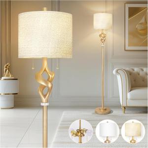 Scenekoy Sculptural 65.5 Floor Lamp for Living Room Bedroom, Gold Leaf Finish & Resin Body, Pull Chains Switch Standing Lamp, Brightness Adjustable Corner Lamp with Bulb Prefer for Home Office Bar