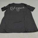Blessed T-Shirt for Women Cute Heart Graphic Letter Print Sayings Shirts Casual Short Sleeve Thankful Tee Tops L