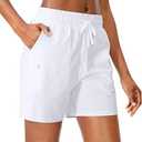 SANTINY Women's Cotton Shorts 5'' Lounge Yoga Shorts Jersey Sweat Bermuda Shorts for Women Walking Athletic with Pockets, Size: 2XL