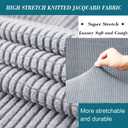 HFCNMY Stretch Square Ottoman Cover - Knitted Jacquard Ottoman Slipcover with Elastic Bottom - Light Gray X-Large