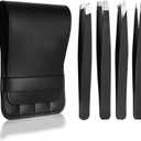 Eyebrow Tweezers 4PCS Set, Stainless Steel Professional Beauty Tool,Eyebrow Trimming Kit Set for Home,Travel for Men,Women