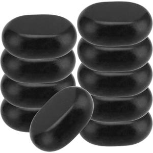 10 Piece 3 Inches Large Basalt Hot Stones, Hot Massage Stones Set, Natural Basalt Hot Rocks Warmer Stone for Professional/Home Spa, Therapy, Relaxation, Healing, Black