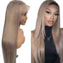 Ash Blonde Wig Human Hair 13x6 Lace Front Wig Pre Plucked 22 Inch Glueless Wig Colored Human Hair for Women