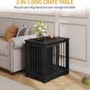 Hzuaneri 27.2" Dog Crate Furniture with Barn Door, Heavy Duty Dog Kennel Indoor with 2 Doors, Wooden Pet Cage End Table for Small Medium Dogs up to 22 lb, Anti-Chew Anti-Escape, Black DFC84304B
