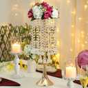 Metal Gold Flower Stands for Centerpieces - 21.88" Tall Wedding Decor Flower Vases, Elegant Floral Crystal Vases, 2pcs of Table Centerpiece Floral Stands for Wedding Party Event Home Decorations