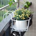 8 Pack Railing Planter, Railing Hanging Planters Flower Pot Holder Stackable Storage for Balcony Garden Outdoor (Black,Medium)